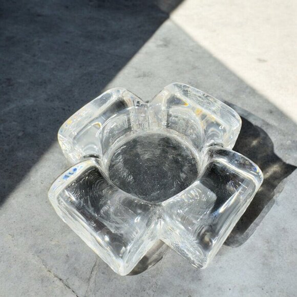 Glasi Hergiswil Handblown Clear Glass Roberto Niederer Tea Light Holder Single - Picture 3 of 11